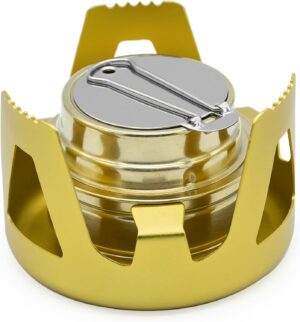 Famgee Outdoor Mini Portable Alcohol Stove Burner for Backpacking Hiking Camping Survival (Gold)