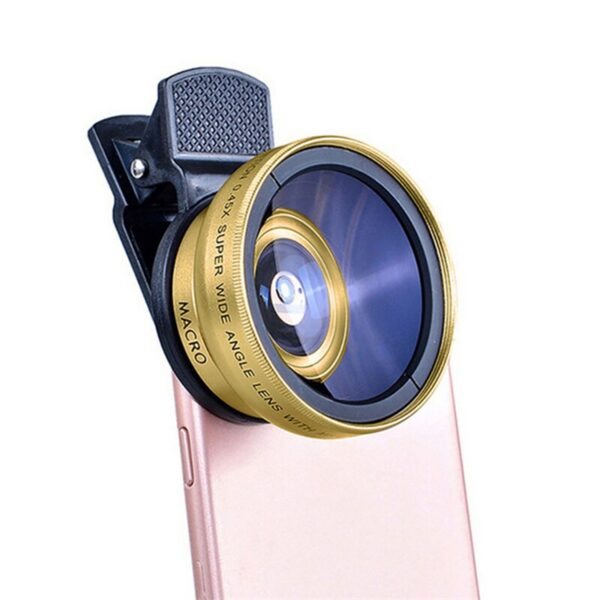 2 IN 1 Universal Clip 37mm Mobile Phone Professional 0.45X 49uv Super Wide-Angle + ro HD Lens For iPhone Android