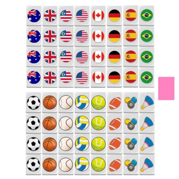 73ff68eba942f72e Mahjong Set Flag Board with Unique Pattern Tiles Parent Child Game for Family Party Adults Children Kids