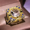 73ff6af40c306657 HOYON 14K Yellow Gold Color Ring for Men Sliver Squar Invisible Setting Natural Diamond Zircon Jewelry Bands Gemstone Rings