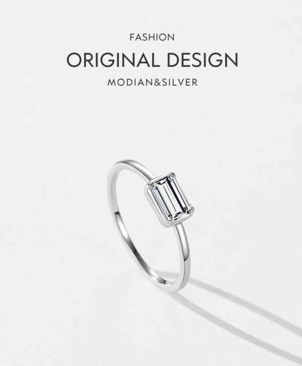 740fc26ff0a39589 MODIAN 925 Sterling Silver Emerald Cut Rectangle CZ Ring Exquisite Simple Anniversary Gifts For Women Fine Wedding Jewelry