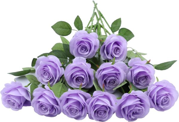 Artificial Rose Flower Dusty Rose Flower Silk Flowers 12 pcs with Long Stem Silk Roses Bouquet for Wedding Bridal Shower Party Home Decoration
