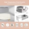 74181e0c03558afb Cat Food Water Bowl Set - Raised Cat Bowls with Non Slip Stand - Elevated Puppy Bowls for Small Dogs - Double Ceramic Cat Feeding Bowls with Splash Proof Guard - Tall Cat Dishes - 2 x 480 ML - 16.2 OZ