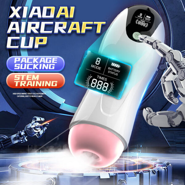 Adult Products Men's Automatic Airplane Cup Sucking Telescc Intelligent Sound Heating Simulation Channel Sex Masturbation
