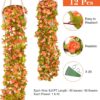 BLEUM CADE 12Pcs 98.4Ft Flower Garland Artificial Rose Vines for Bedroom, Cute Fake Hanging Flower Vines Floral Garland Decorations for Wedding Party Wall Room Decor Aesthetic