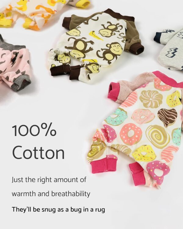 Duck Dog Pajamas, Cute Dog Clothes for Small Dogs Boy Girl, Pet Onesie Clothing, 100% Breathable Cotton, Yellow, Medium
