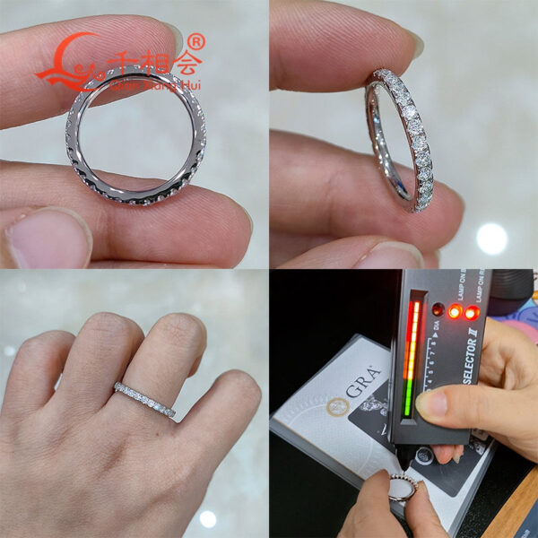 742eaa777e252a69 solid 2mm Full Eternity Ring Band Sterling Sier white Round Moissanite Diamond Jewelry gift dating party women