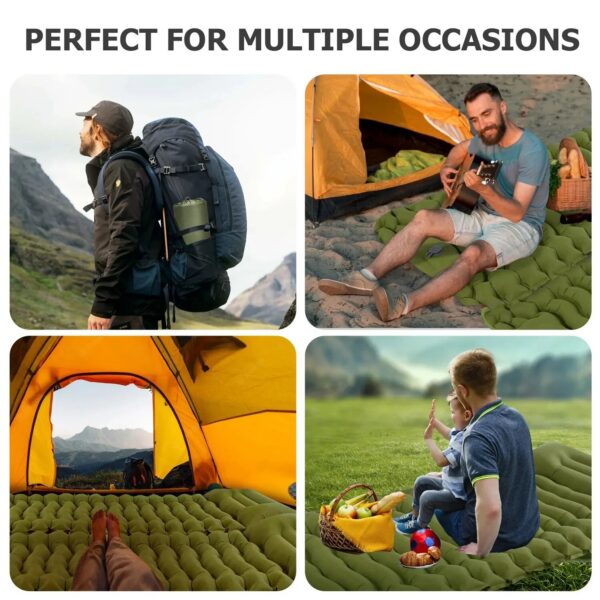 742ffe56268fca6a WESTTUNE Outdoor Camping Inflatable Mattress Thicken Sleeping Pad with Built-in Pillow & Pump Air Mat for Travel Hiking Climbing