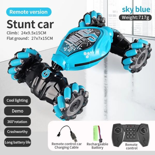 74412c05b0989695 4WD 1:16 Stunt RC With LED Light Gesture Induction Deformation Twist Climbing Radio Controlled Car Electronic Toys for Kids