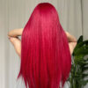 744c495b8e413423 Light Wine Red Synthetic Wigs With Bangs for Women Long Straight Hair Wig Natural Cosplay Party Heat Resistant