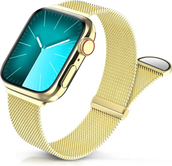 Sunnywoo Metal Stainless Steel Band Compatible with Apple Watch Bands 40mm 38mm 41mm 42mm 44mm 45mm 49mm,Silver Loop Adjustable Magnetic Strap for iWatch Series Ultra 8 7 6 5 4 3 2 1 SE for Women Men