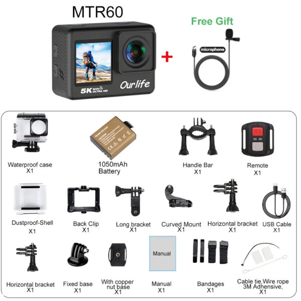 745ee2d986dc95e8 Ourlife 5K30FPS Action Camera 2.0'' Touch LCD 170° DVR 30M Waterproof Remote Control 5X Zoom Helmet WiFi 4K60FPS Sport Camera