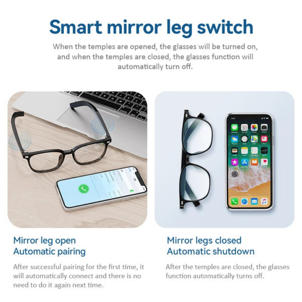 Camera Smart Glasses Bluetooth Call Voice Assistant Listen Music Glasses Smart Sports Polarized Sunglasses Anti-Blue Eyeglasses