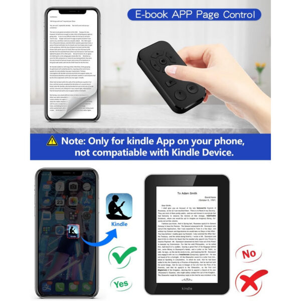 Zttopo Scrolling Remote Control iPhone Android Smartphone, Bluetooth Page Turner Kindle App, Camera Photo Video Clicker for iPhone, and Samsung Neck Strap Include.