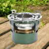 Luwecf Mini Portable Camping Stove Fishing Stove Camping Cooking Stove Outdoor Stove with Storage Bag Hiking Stove Alcohol Stove with Pot Holder for Camping Hiking Traveling Fishing Picnic
