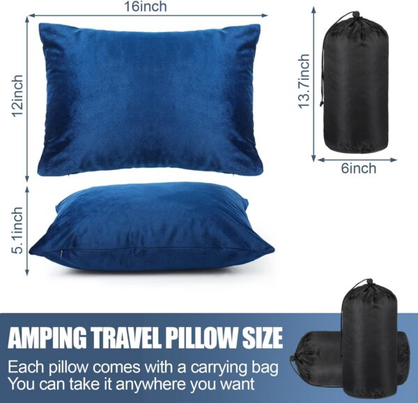 7472c0252df8b1ad 2 Pack Camping Pillow for Sleeping Shredded Memory Foam Travel Pillow with Storage Bag, Compressible Portable Pillow for Outdoor Camp Backpacking Hiking Essential Gear (Blue, Small)