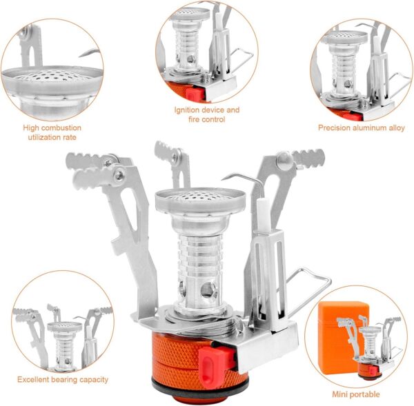 Camping Gas Stove, Portable Windproof Backpacking Stove Cooking Stoves 3000W Camping Stoves with Carry Box for Outdoor Cooking Hiking Travelling Fishing Picnic Trekking