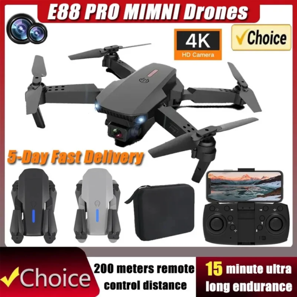 New E88Pro Drone 4K Professinal With 1080P Wide Angle Dual HD Camera Foldable RC Helicopter WIFI FPV Height Hold Apron Sell