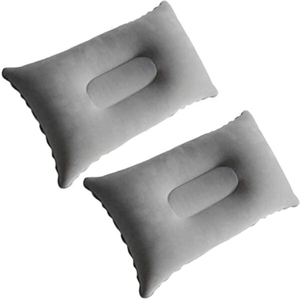 74b001c793945c17 3 Pack Ultralight Inflatable Pillow Small Squared Flocked Fabric Air Pillow for Hiking,Camping,Traveling,Napping,Desk Rest, Beach Pillow Neck Lumbar Support(Gray)