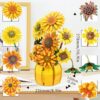 74bde33740eadf32 1009PCS Sunflower Building Blocks Flower Bouquet Vase Model Bricks Set Idea Home Decoration Kids Educational Toys Holiday Gifts