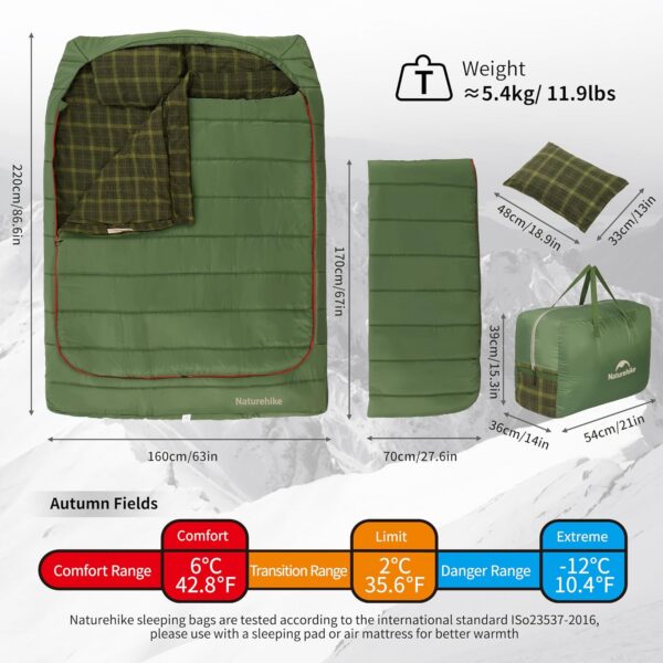 74e6b65980f2e980 Naturehike 0 Degree and 40 Degree Flannel Two Person Sleeping Bag with Pillows for Adults, Couples & Family, Doublewide Double Sleeping Bag 2 Person for All Seasons Camping Hiking Backpacking