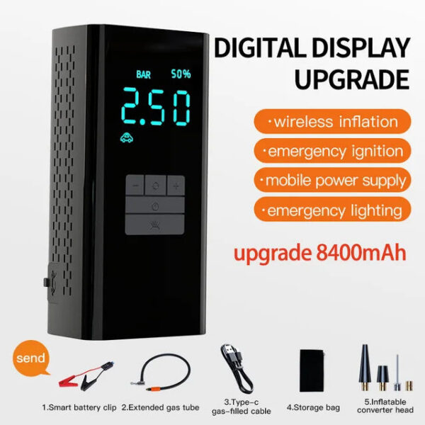 4 in1 Car Jump Emergency Wireless Pump Portable Air Compressor Multi-function Tire Iator Auto Battery Starter