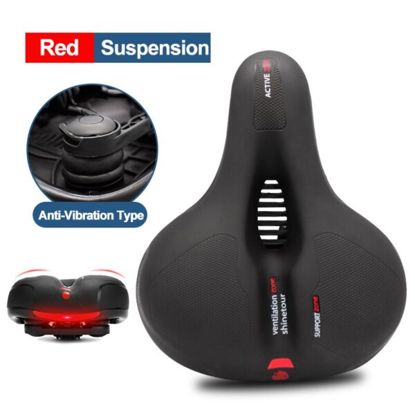 74f60e749e4cd1ab Hollow Breathable Bicycle Men Women MTB Road Saddle Shock Absorbing Comfortable Big Butt Bike Seat Safety Warning