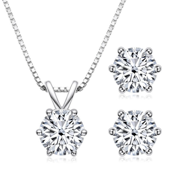 74fb565e2d315387 Lnngy 6.5mm 1CT Moissanite Earrings Pendant Necklace Original 925 Sterling Silver Earring For Valentine's Day Jewelry Set Gift
