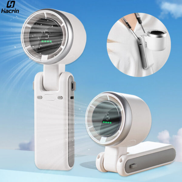 750bcb352f893103 Hanging USB Rechargeable Handheld 3600mAh Foldable Mini Neck Portable Small Turbo Fan