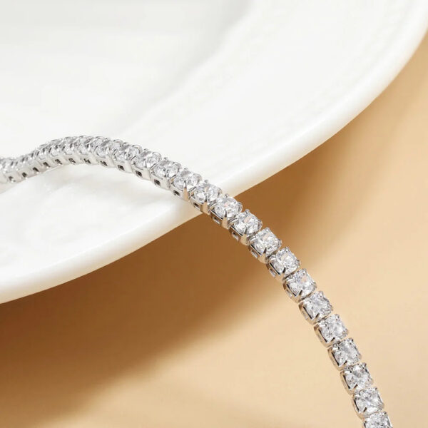 750f9f1ab9456b9b 2mm Moissanite Tennis Necklace For Women S925 Silver Plated 18K Gold Sparking Rhinestone Choker Chain Wedding Jewelry Adjustable