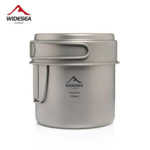 752b62b63bb1e59b Widesea Camping Portable Mug Titanium Cooking 1100ML Pot Pan Folding Handles Hiking Outdoor Ultralight Tableware Cookware