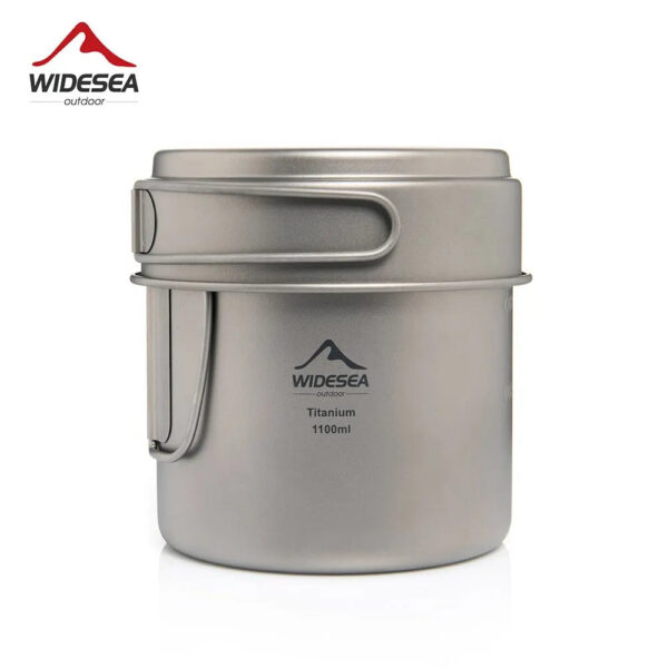 Widesea Camping Portable Mug Titanium Cooking 1100ML Pot Pan Folding Handles Hiking Outdoor Ultralight Tableware Cookware