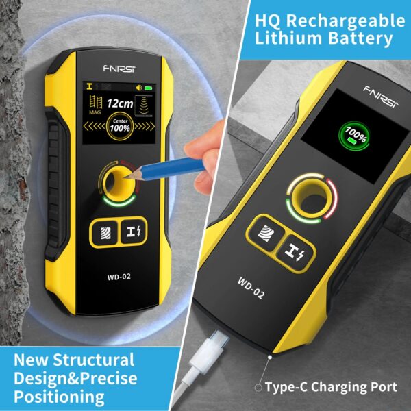752cf379c65862c1 FNIRSI WD-02 Wall Detector Stud Finder New Design Positioning Hole TFT Display AC Live Cable Wires Metal Wood Stud Wall Scanner