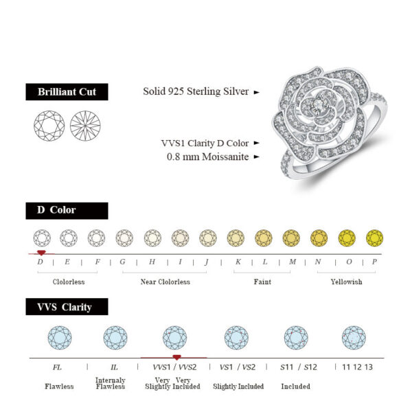 753e262016a8c9dd Attagems 1.5CT Moissanite for Women D VVS Round Diamond Double Halo Ring Engagement Christmas Sterling Sier Wedding