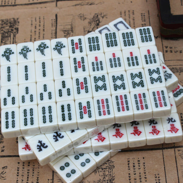 Numbered Mahjong 144 Tiles Mini Mah-Jong Set Portable Toy with Box Traditional Chinese Version Game
