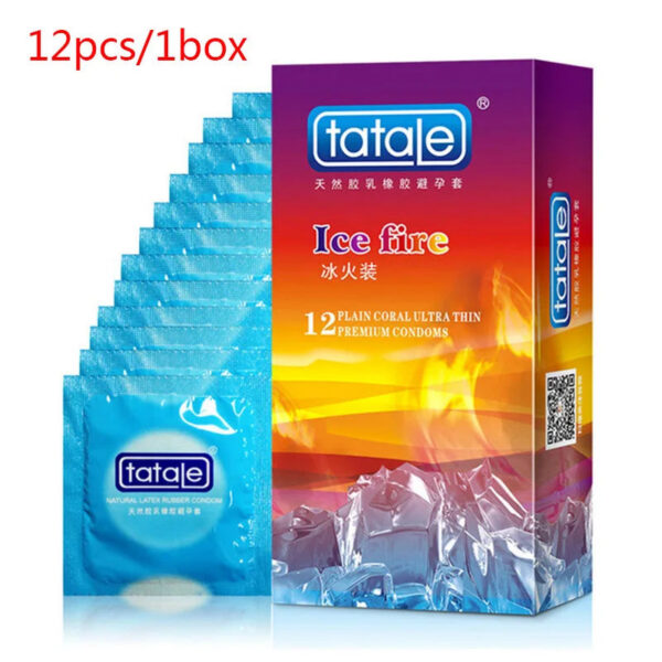 12PCS Erotic Condoms Ice and Hot Feeling Big Particles Spikes Condom G Point Stimulation Sexshop Contraception for Men Sex Toys