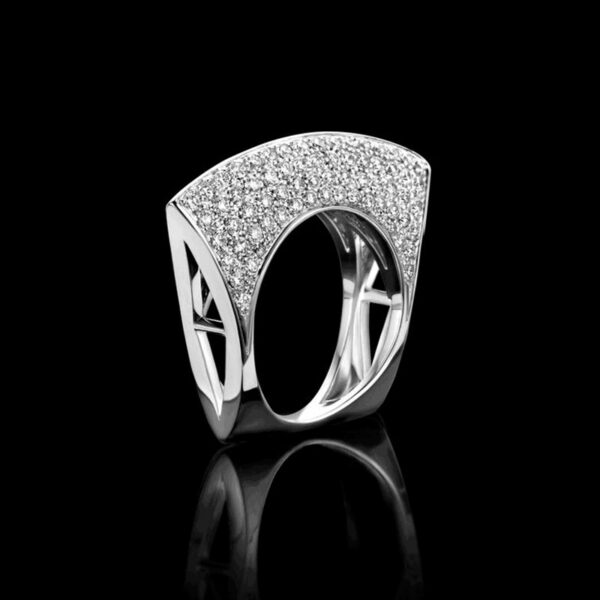 Sterling Sier Personality Irregular Hollow Out Diamond Ring Ladies Bar Party Jewelry Gift