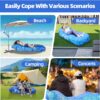RZM Inflatable Lounger Air Sofa with Sunshade - Portable Waterproof Outdoor Couch for Camping, Beach, Hiking & Music Festivals - Quick Setup Lightweight Furniture w/Carry Bag (Clear Blue)