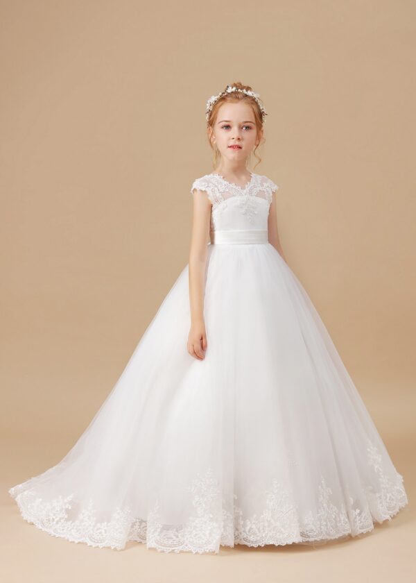 Kids' Princess Flower Girl Dress Wedding Ceremony First Communion Banquet Prom Night Celebration Event Ball Evening-Gown Party