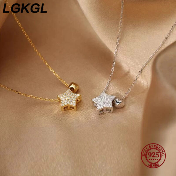 75ba894390755a35 LGKGL Real Sterling Sier Sweet Star Heart Pendant Necklace For Women Wedding Statement Fine Jewelry