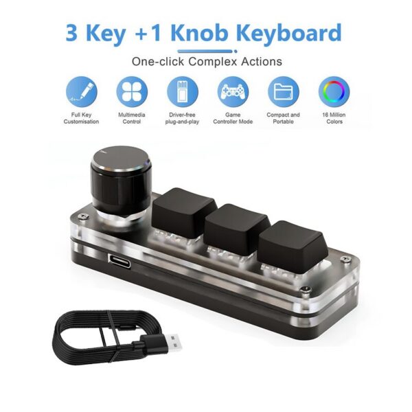 75be5712ec393e9a ropad ro Mechanical Keyboard RGB Mini Gaming Custom Programming Knob Keypads Red Switch 3 Keys For Photoshop