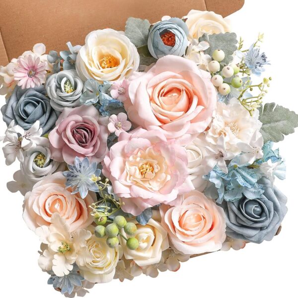Serra Flora Artificial Christmas Flowers Greenery Combo Box Set Faux Flowers Bulk Flower Leaf with Stems for DIY Tree Ornaments Xmas Wreath Floral Arrangements Centerpieces