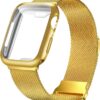 Geoumy Metal Magnetic Bands Compatible for Apple Watch Band 38mm with Case, Stainless Steel Milanese Mesh Loop Replacement Strap Compatible with iWatch Series 8/7/6/5/4/3/2/1 SE Women Men, Rose Gold