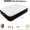 BEBAS Queen Size Air Mattress with Built in Pump Fast Electric Inflation/Deflation Mattress Blow up Bed Inflatable for Home,Guests,Office,Camping Airbed 16 Inch Tall,600lbs Max,Black
