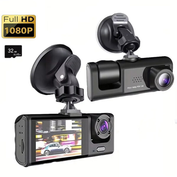 75db196cd0364b8e 3 Channel Car DVR HD 1080P 3-Lens Inside Vehicle Dash CamThree Way Camera DVRs Recorder Video Registrator Dashcam Camcorder