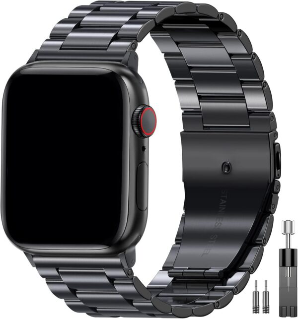 75dbfd9892fc74d1 EPULY Compatible with Apple Watch Band 42mm 44mm 45mm 38mm 40mm 41mm, Business Stainless Steel Metal Wristband for iWatch SE & Series 7 6 5 4 3 2 1 for Men Women (Silver, 41mm 40mm 38mm)
