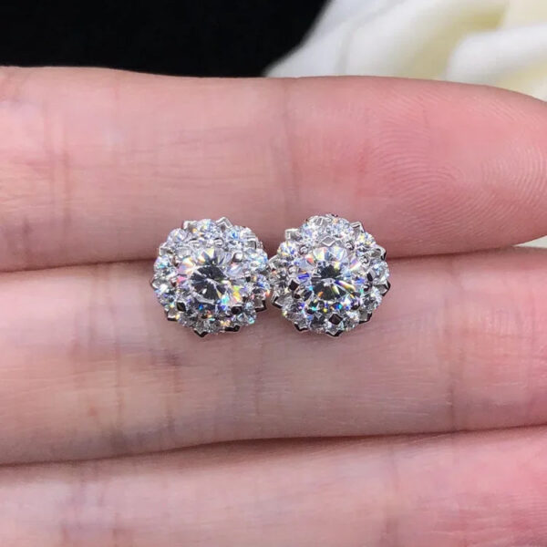 Solid 14K White Gold AU585 Platinum PT950 0.4 Carat Diamond Stud Earrings Moissanite Simple Atmosphere Earrings