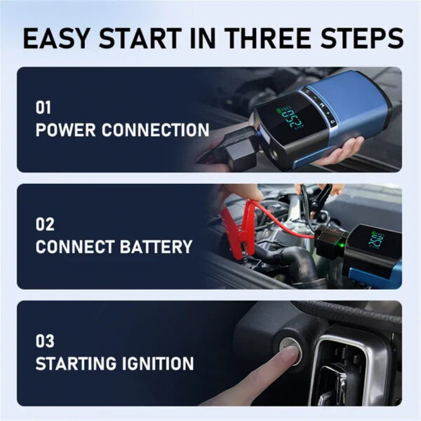 Car Jump Starter Pump Power Bank Lighting Portable Air Compressor 4 In 1 Cars Battery Starters Starting Auto Tyre Iator