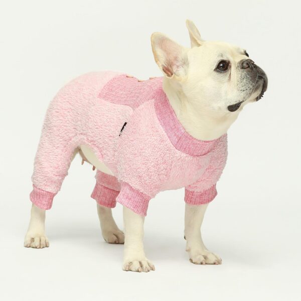 75f1f7cc71ed8664 Fuzzy Dog Pajamas, Winter Dog Clothes for Small Dogs Girl, Pet Onesie with Feet, Cat Outfit, Heather Pink, Large