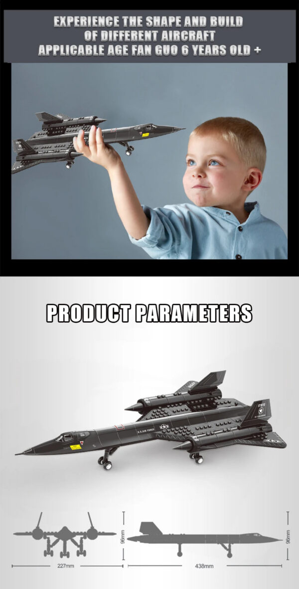 Military Technical USA SR71 Blackbird Stealth Supersonic Reconnaissance Aircraft Building Blocks Fighter Model Brick Kid Boy Toy